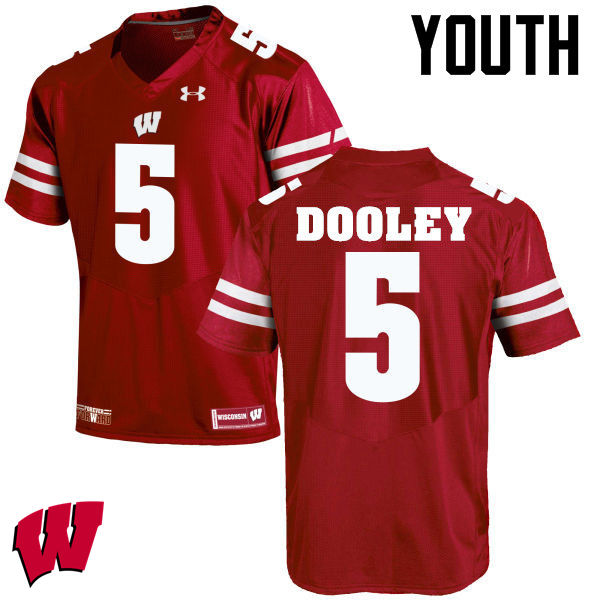Wisconsin Badgers Youth #5 Garret Dooley NCAA Under Armour Authentic Red College Stitched Football Jersey SI40U70EB
